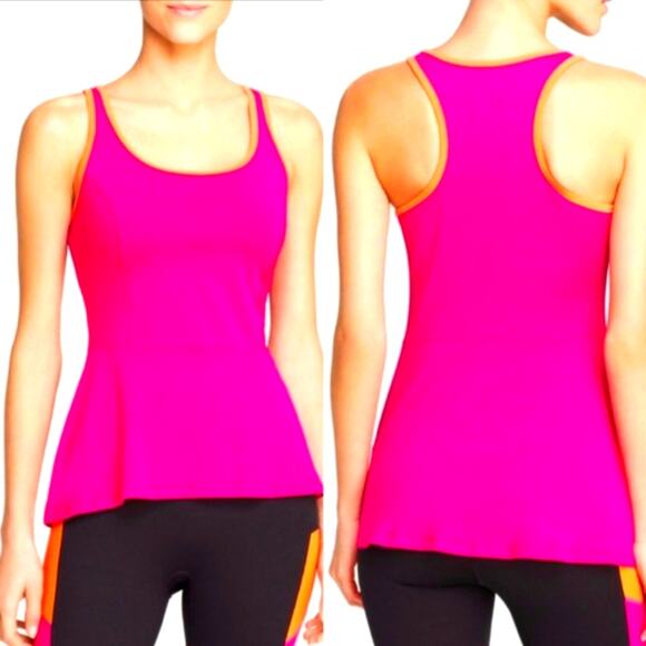 Spanx Pink Pow Peplum Racerback Tank Women's M - Picture 3 of 15